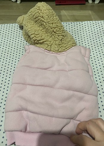 Kız Çocuk Kapüşonlu Peluş Detaylı Yelek - Görsel 3