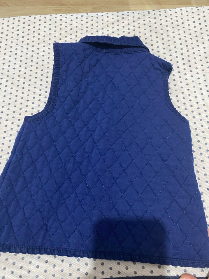 Kız Çocuk Düğmeli Mavi Yelek - Görsel 3