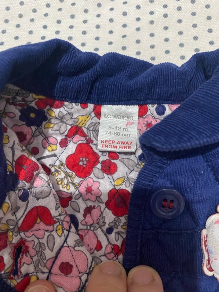 Kız Çocuk Düğmeli Mavi Yelek - Görsel 2