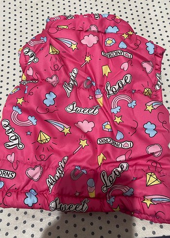 Kız Çocuk Renkli Baskılı Fermuarlı Yelek - Görsel 3