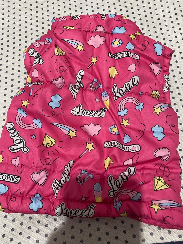 Kız Çocuk Renkli Baskılı Fermuarlı Yelek - Görsel 3