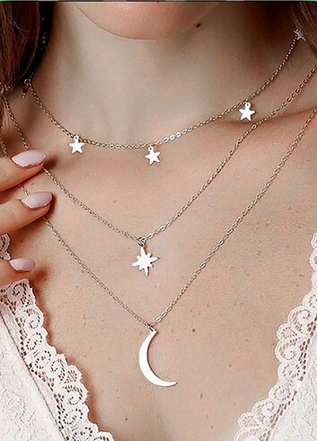 Tasarımcı Ay yıldız model kolye