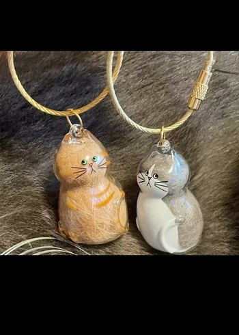 kedi tüyü saklama kapsülü, anahtarlık - Görsel 6