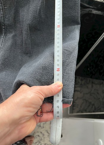 Gri Loose Fit Midi Denim Jean - Görsel 3