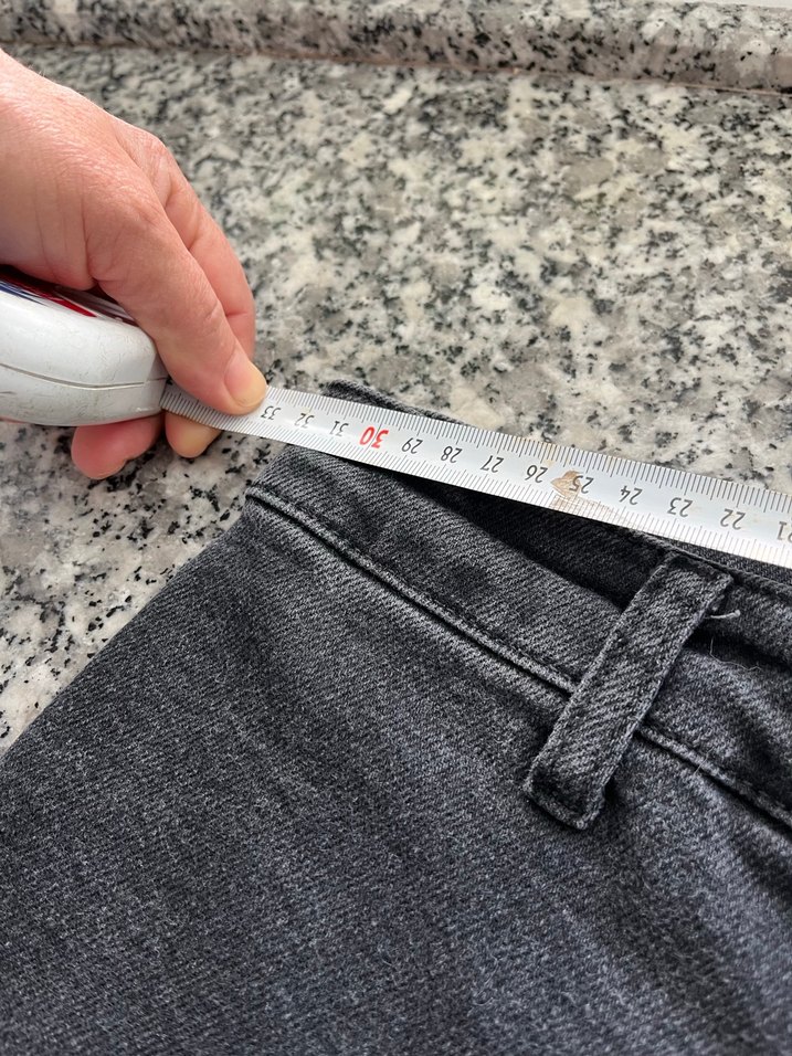 Gri Loose Fit Midi Denim Jean - Görsel 5