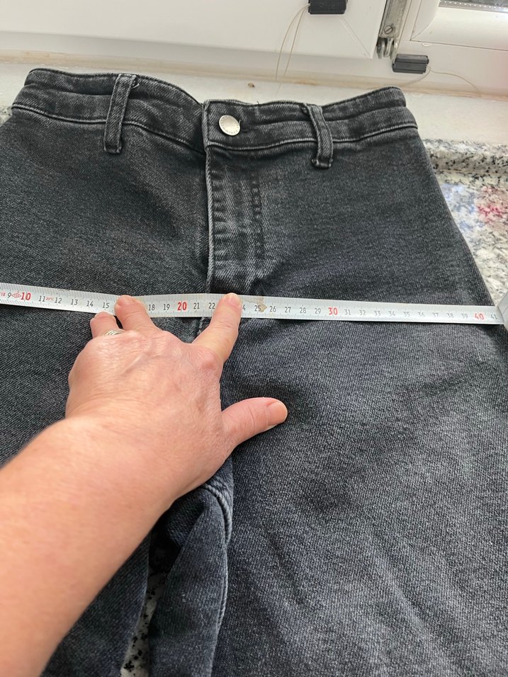 Gri Loose Fit Midi Denim Jean - Görsel 4