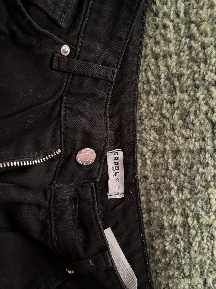 Fermuarlı Siyah Grunge Denim Kadın Pantolon - Görsel 2