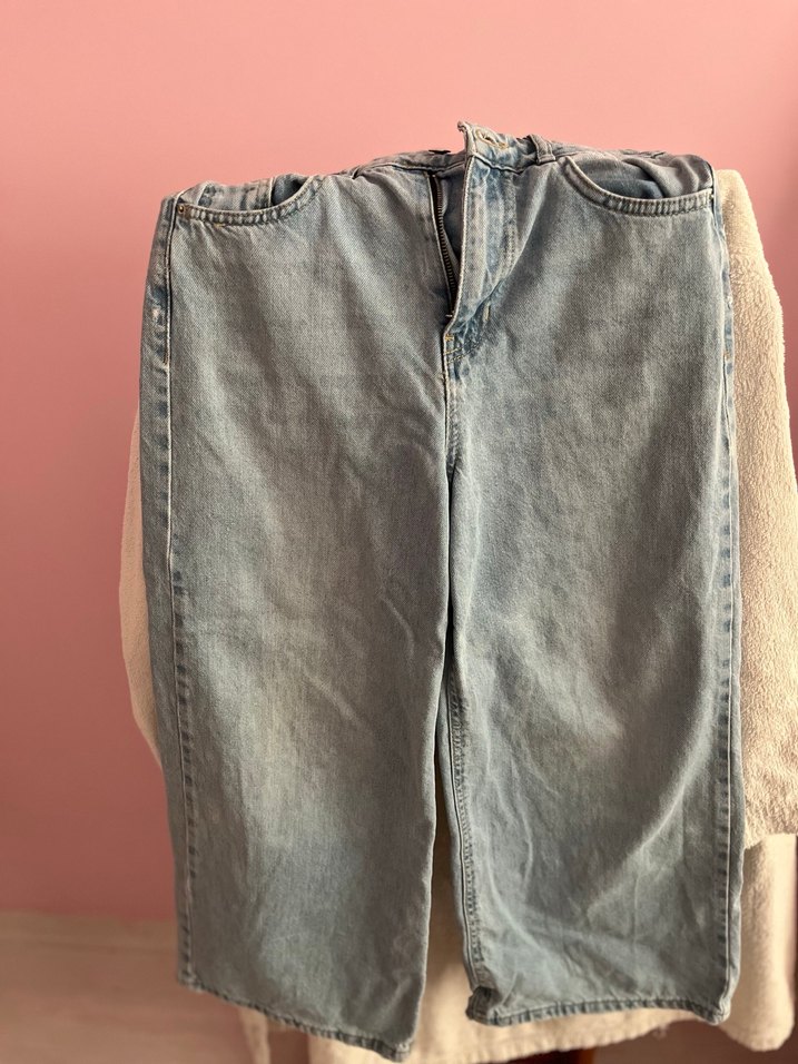 Gri Midi Boy Bol Kesim Kadın Denim Pantolon - Görsel 5