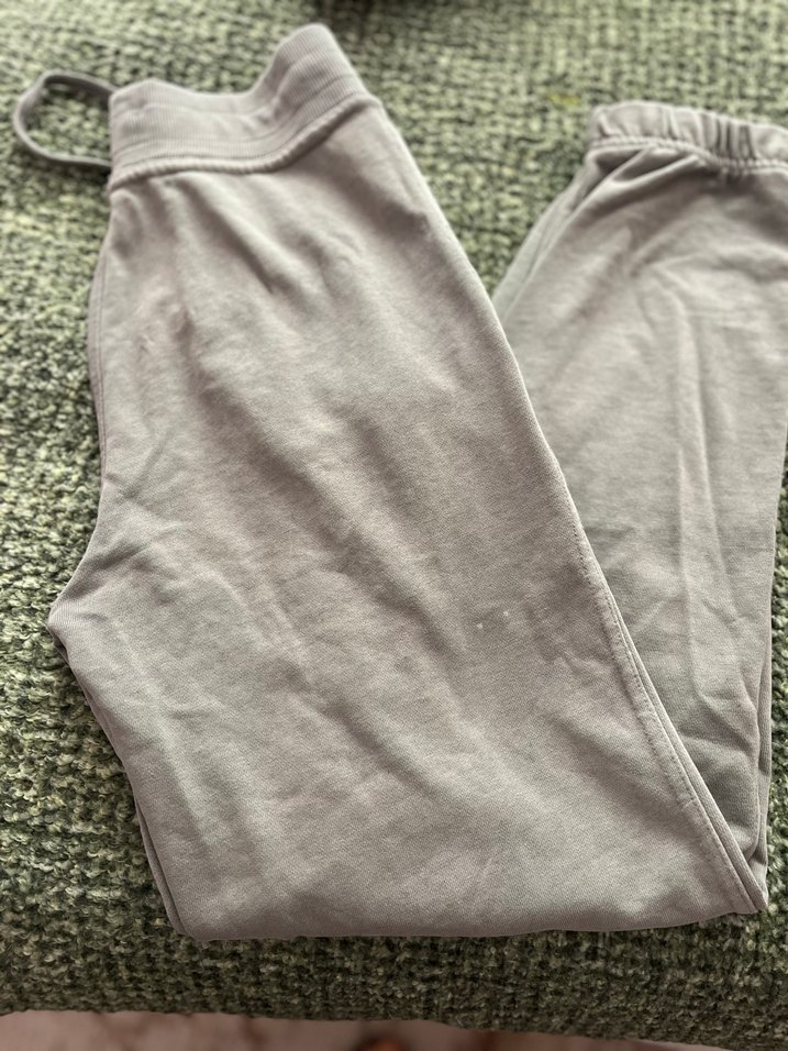 Gri Keten Rahat Kesim Kadın Eşofman Altı - Görsel 3