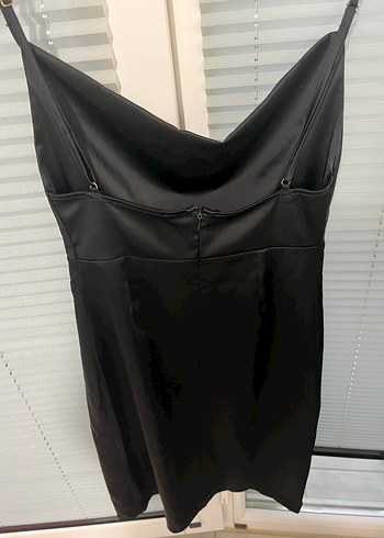 Siyah Drapeli Midi Askılı Kadın Elbisesi - Görsel 2