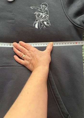 Hiç giyilmedi . Kapüşonlu Nakışlı unisex Sweatshirt - Görsel 4