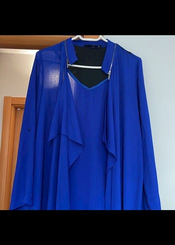 Scl marka Uzun Saks mavisi yazlık Ceket - Görsel 2