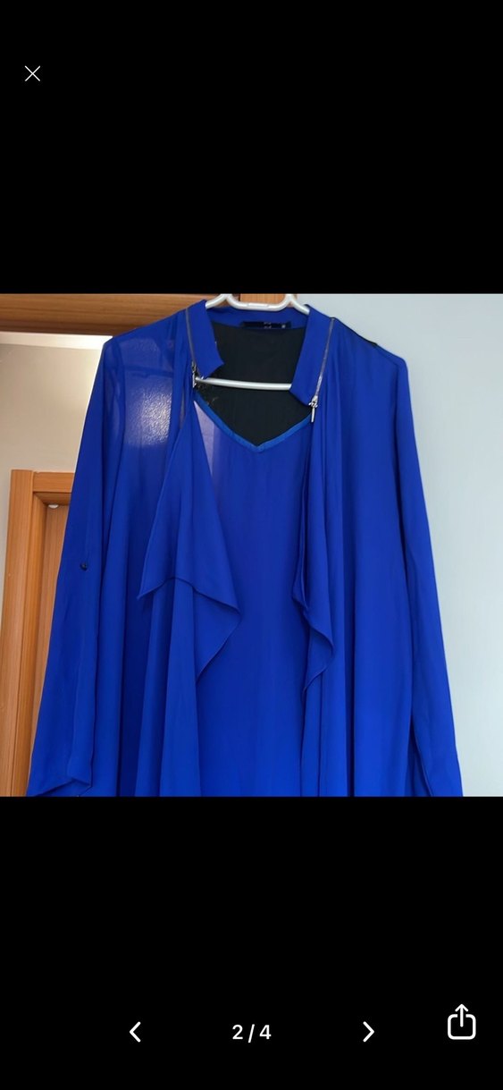 Scl marka Uzun Saks mavisi yazlık Ceket - Görsel 2