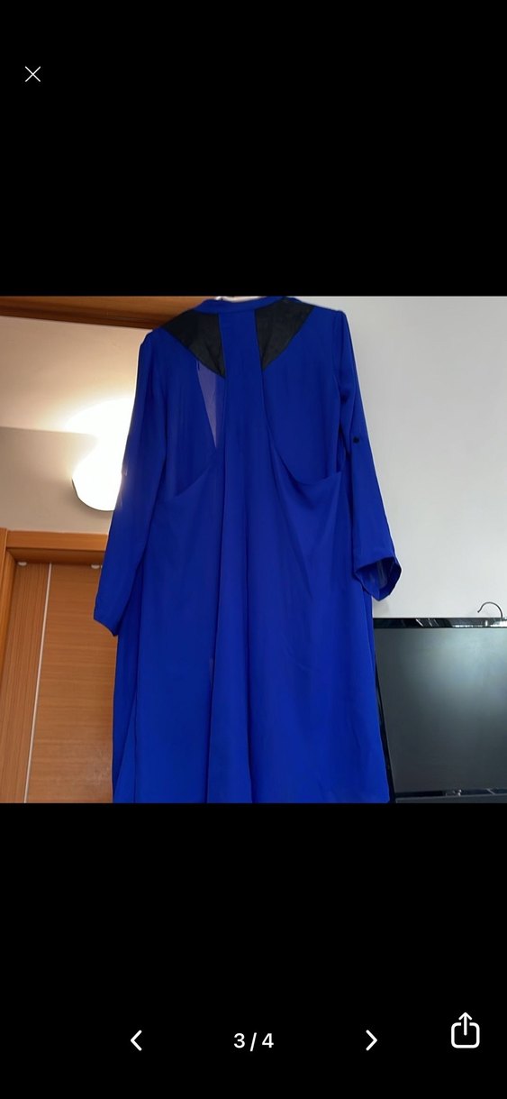 Scl marka Uzun Saks mavisi yazlık Ceket - Görsel 4