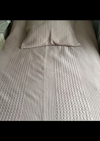 Home sweet home  marka Pudra pembe Dikişli Yatak Örtüsü - Görsel 3