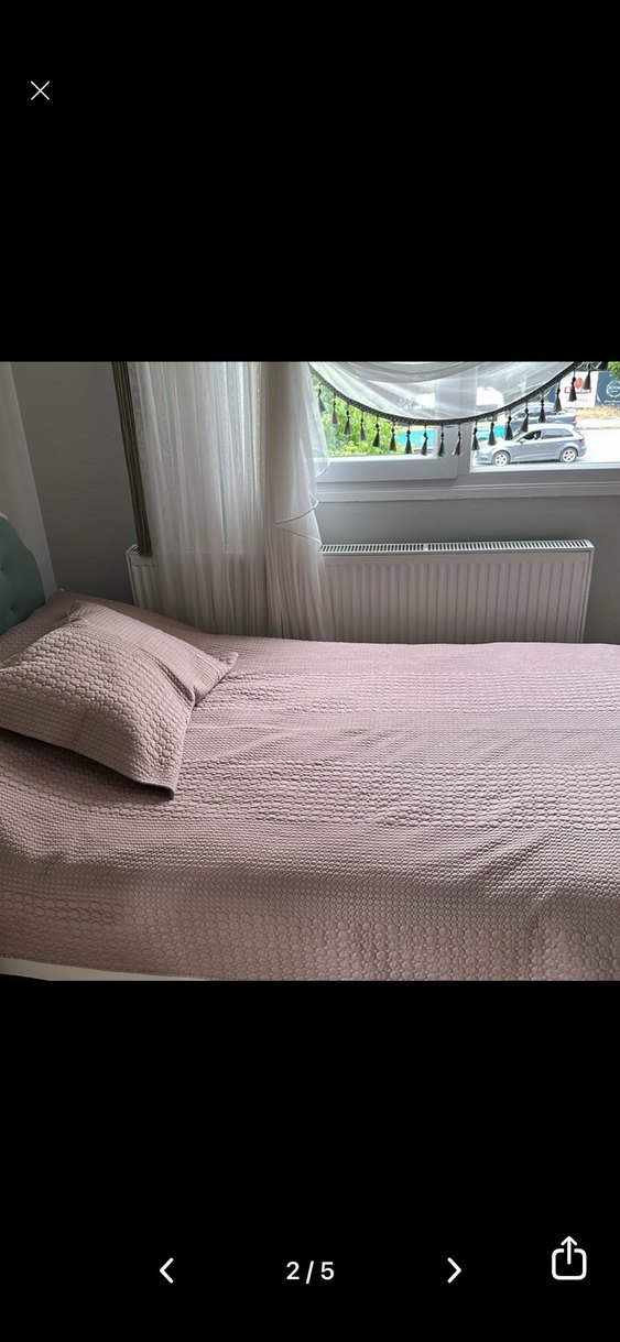Home sweet home  marka Pudra pembe Dikişli Yatak Örtüsü - Görsel 2