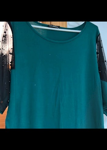 Lamante marka Yeşil Hamile Midi Tunik, Kısa Kollu - Görsel 2