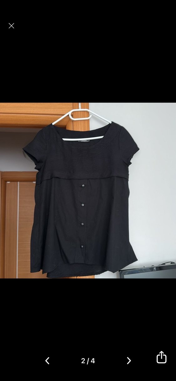 Lamante narka Düğmeli Siyah Hamile Midi Tunik - Görsel 3