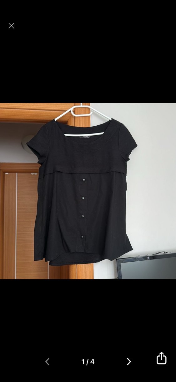 Lamante narka Düğmeli Siyah Hamile Midi Tunik - Görsel 2