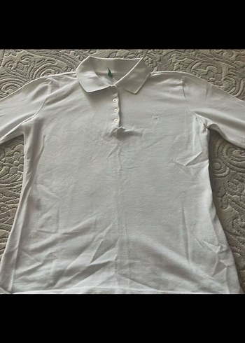 Benetton marka Beyaz Düğmeli  uzun Kollu  Polo Tişört - Görsel 2