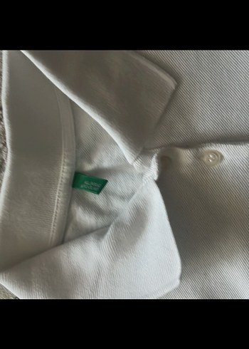 Benetton marka Beyaz Düğmeli  uzun Kollu  Polo Tişört - Görsel 3