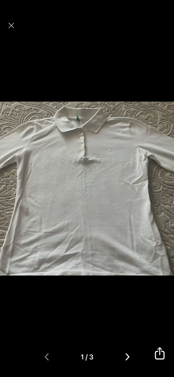 Benetton marka Beyaz Düğmeli  uzun Kollu  Polo Tişört - Görsel 2