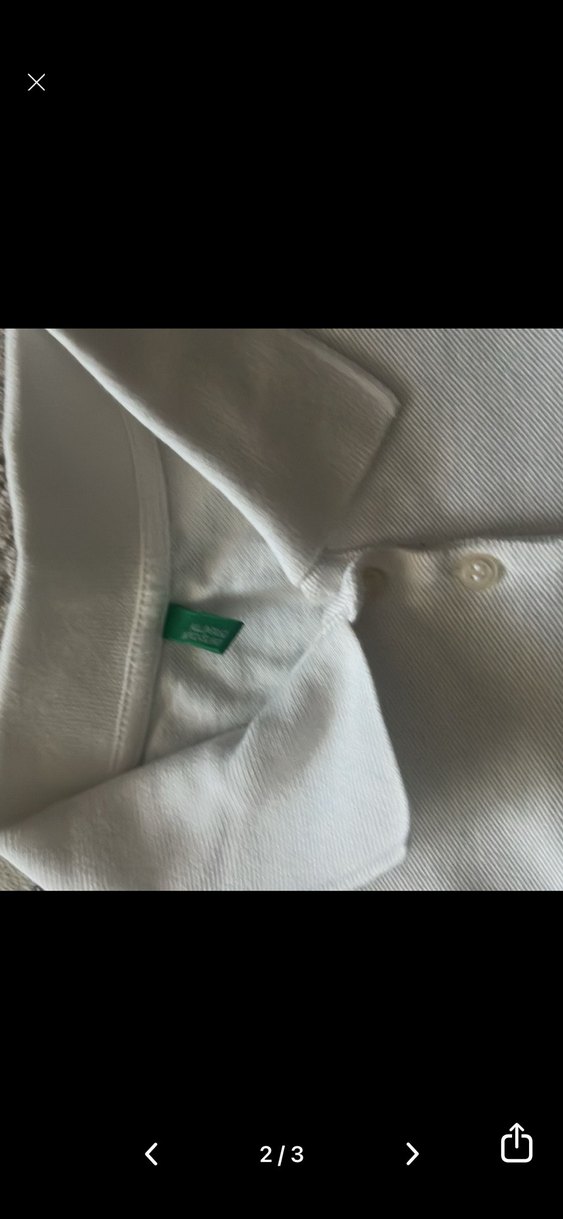Benetton marka Beyaz Düğmeli  uzun Kollu  Polo Tişört - Görsel 3