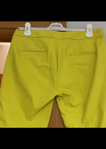 Karol marka Asit yeşilı Kadın Kumaş Pantolon Kemerli Midi Boy - Görsel 4