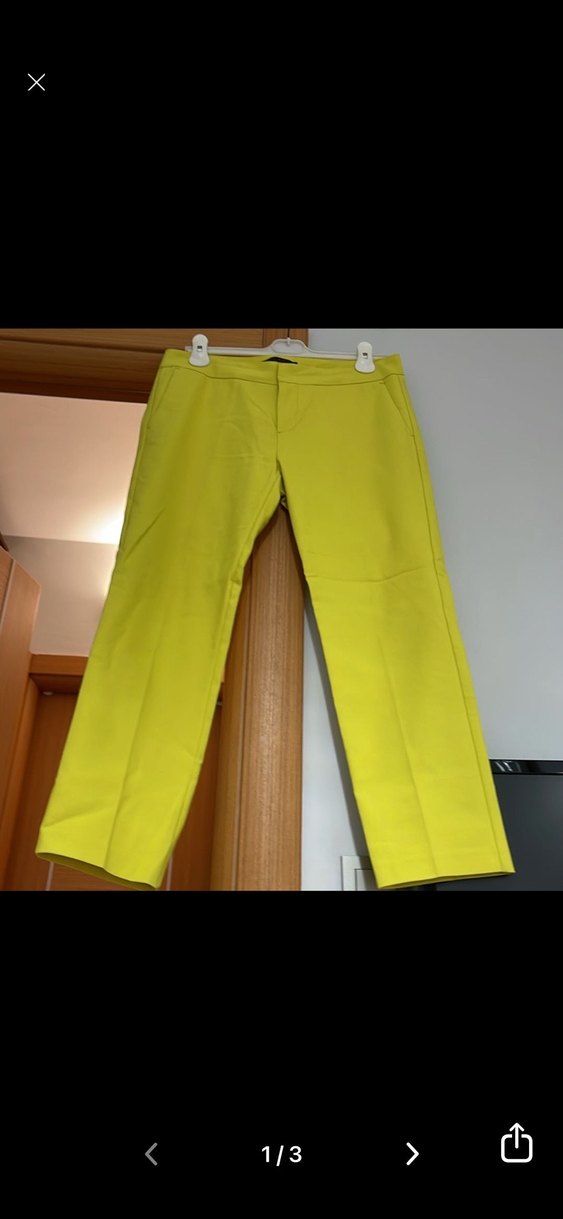 Karol marka Asit yeşilı Kadın Kumaş Pantolon Kemerli Midi Boy - Görsel 2