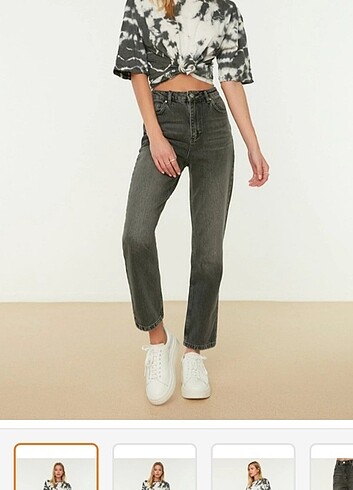 40 Beden gri Renk Antrasit Yüksek Bel Bootcut Kot Pantolon