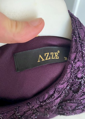 Mor Uzun Kollu tesettür Abiye Elbise - Görsel 6