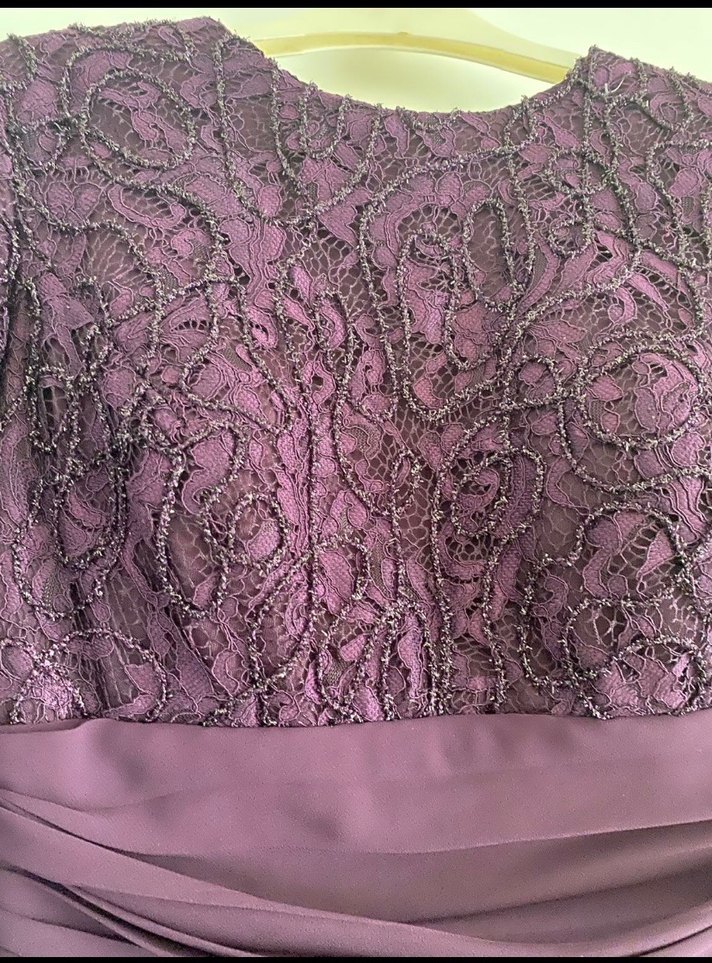 Mor Uzun Kollu tesettür Abiye Elbise - Görsel 3