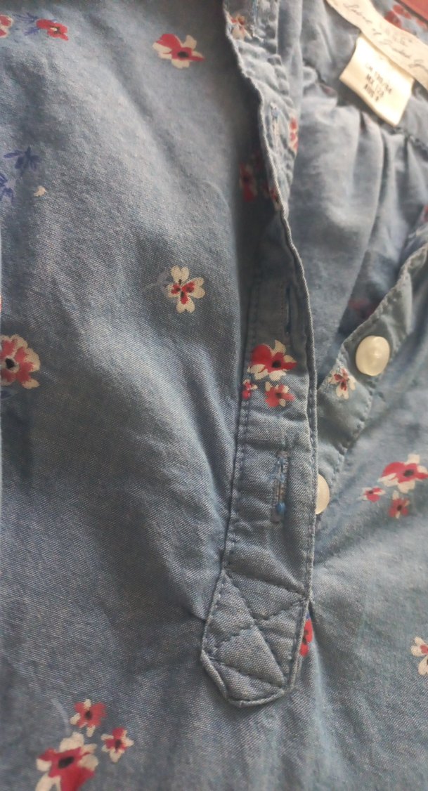 Kız Çocuk Mavi Uzun Kollu Denim Gömlek elbise - Görsel 4