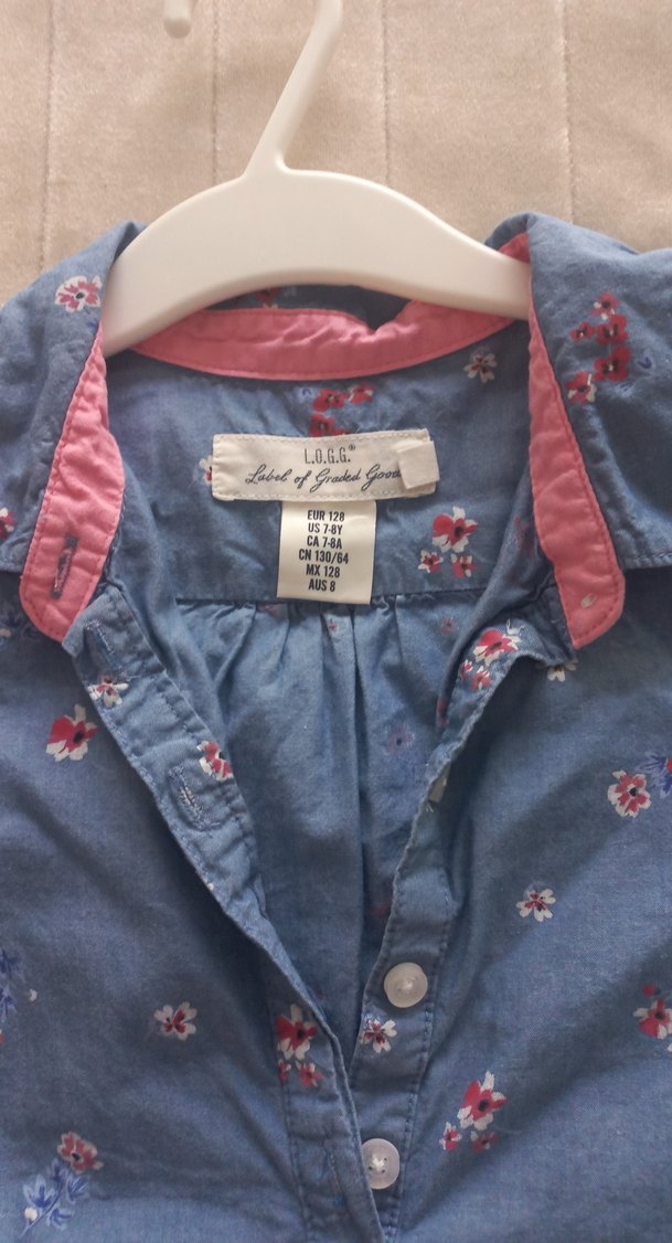 Kız Çocuk Mavi Uzun Kollu Denim Gömlek elbise - Görsel 2