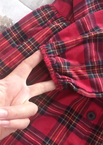 Düğmeli Uzun Kollu Ekose Kız Elbisesi - Görsel 5