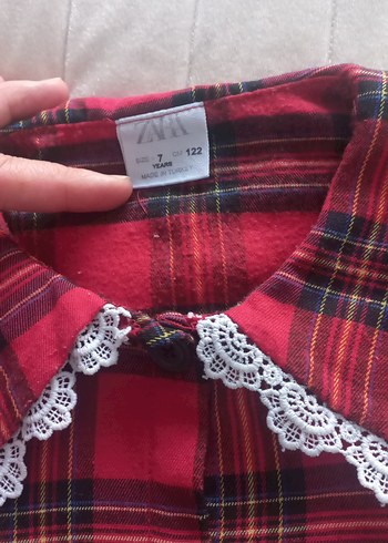 Düğmeli Uzun Kollu Ekose Kız Elbisesi - Görsel 2