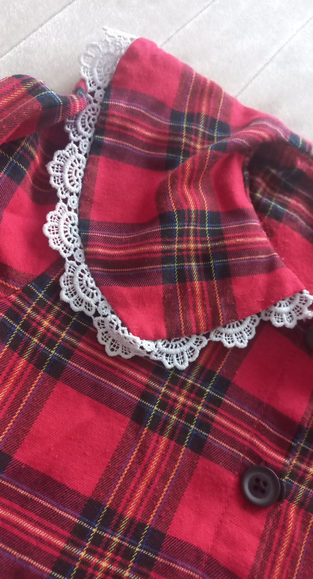 Düğmeli Uzun Kollu Ekose Kız Elbisesi - Görsel 3