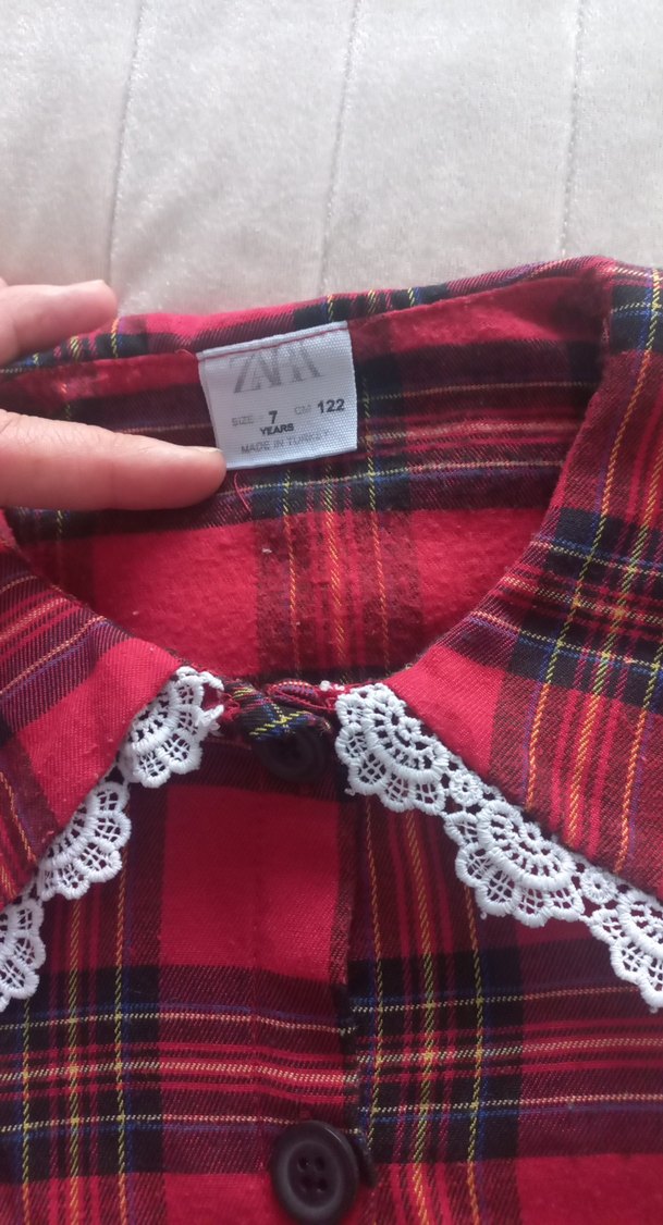 Düğmeli Uzun Kollu Ekose Kız Elbisesi - Görsel 2