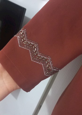 Kremit rengi Nakışlı Uzun Kol Kadın  Elbisesi - Görsel 3