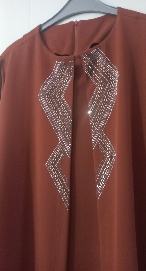 Kremit rengi Nakışlı Uzun Kol Kadın  Elbisesi - Görsel 2