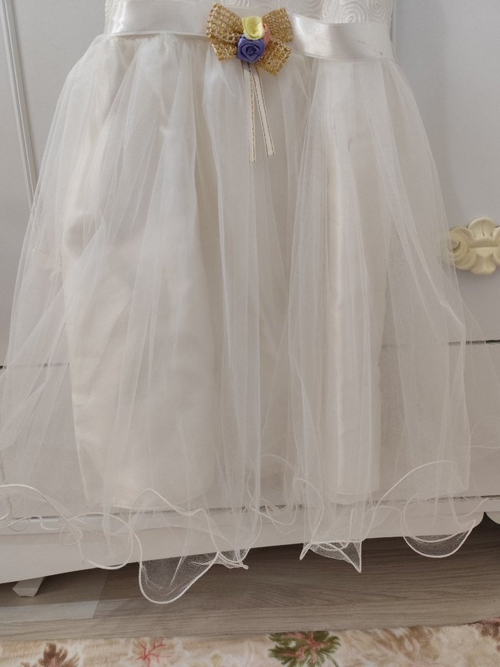 Kız Çocuk Beyaz Dantel Detaylı Elbise gelinlik - Görsel 3