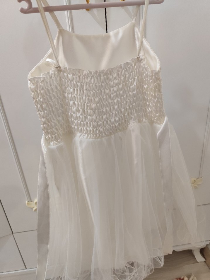 Kız Çocuk Beyaz Dantel Detaylı Elbise gelinlik - Görsel 4