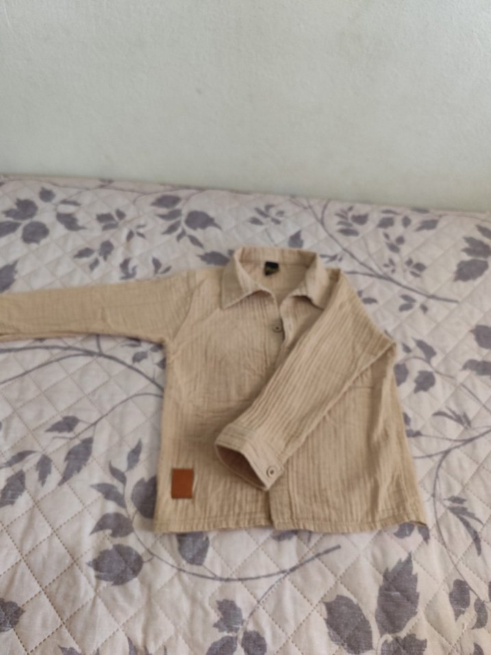 Bej Erkek Çocuk Keten Gömlek - Görsel 2