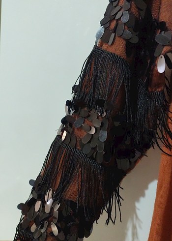 Kahverengi V Yaka Örgü Kadın Bluz - Görsel 2