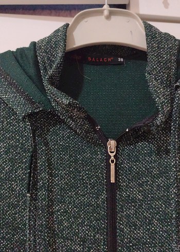 Gri-Yeşil Uzun Örgü Kadın Kaban - Görsel 3