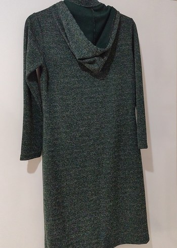 Gri-Yeşil Uzun Örgü Kadın Kaban - Görsel 4