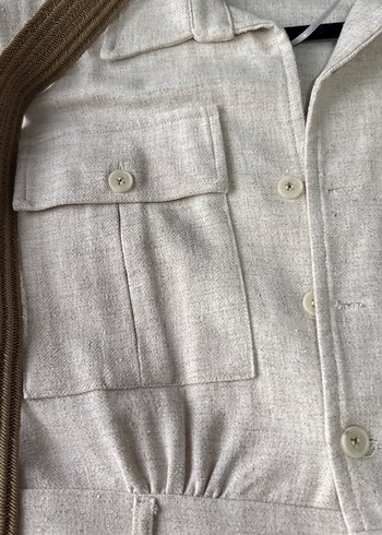 Bej Kemerli Uzun Kadın Tulum - Görsel 5