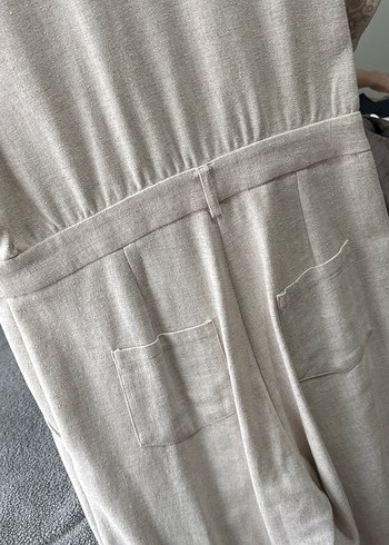 Bej Kemerli Uzun Kadın Tulum - Görsel 6