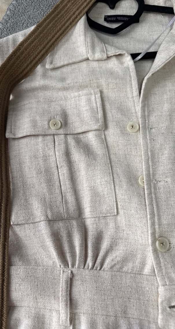 Bej Kemerli Uzun Kadın Tulum - Görsel 5