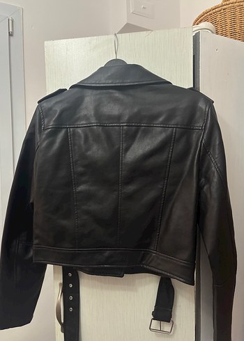 Stradivarius Stradivarius Kadın Siyah Deri Biker Ceket